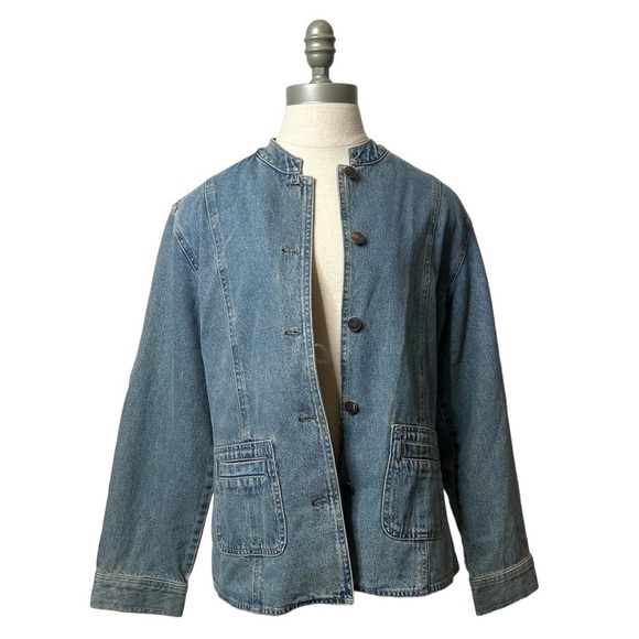 J. JILL Out Of The Blue Vintage Boxy Jean Cotton Denim Button Jacket Size Small - Picture 3 of 10